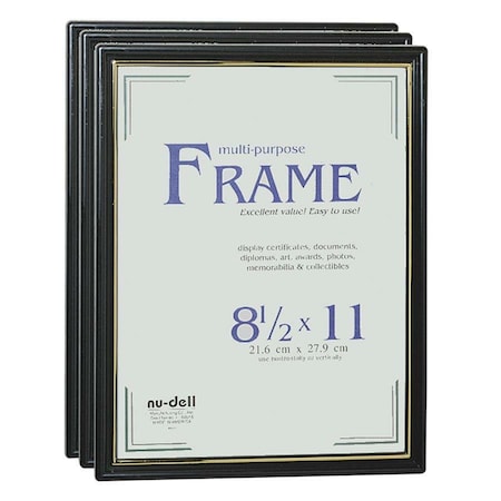 Nudell Document Frame, Easy Slide -In Feature, 8-1/2"x11", Black PK NUD11888